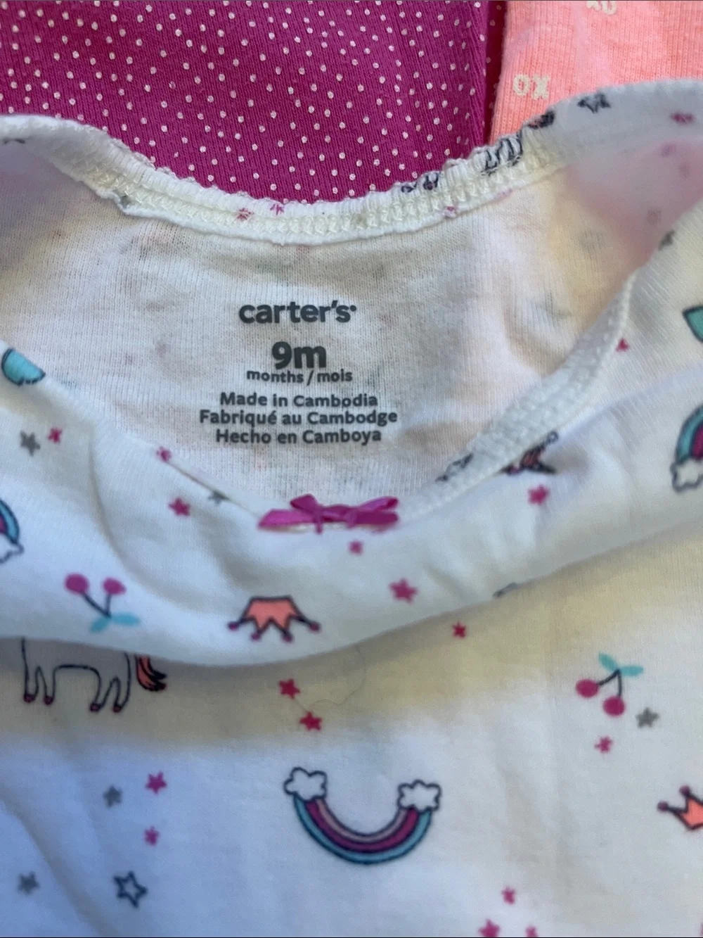 Carter's Baby Girls 5-Pack One-Piece Bodysuits - Pink, Coral, Navy, White, Gray